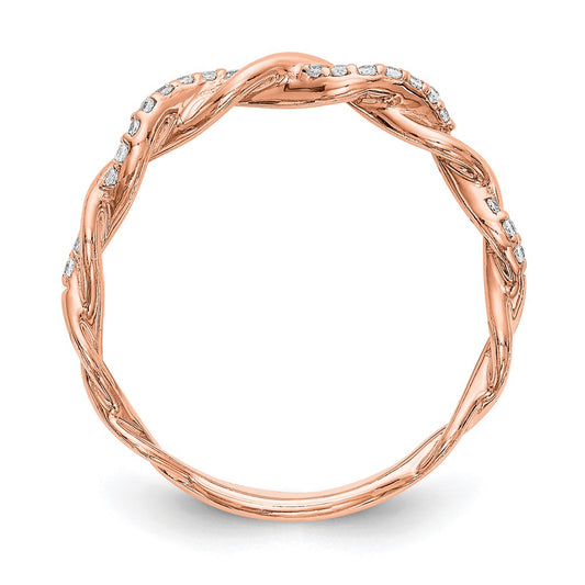 14k Rose Gold Criss-Cross 1/8 carat Diamond Complete Wedding Band