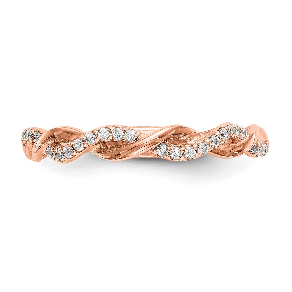 14k Rose Gold 1/8 carat Lab Grown Diamond VS/SI+ G+ Complete Criss Cross Wedding Band