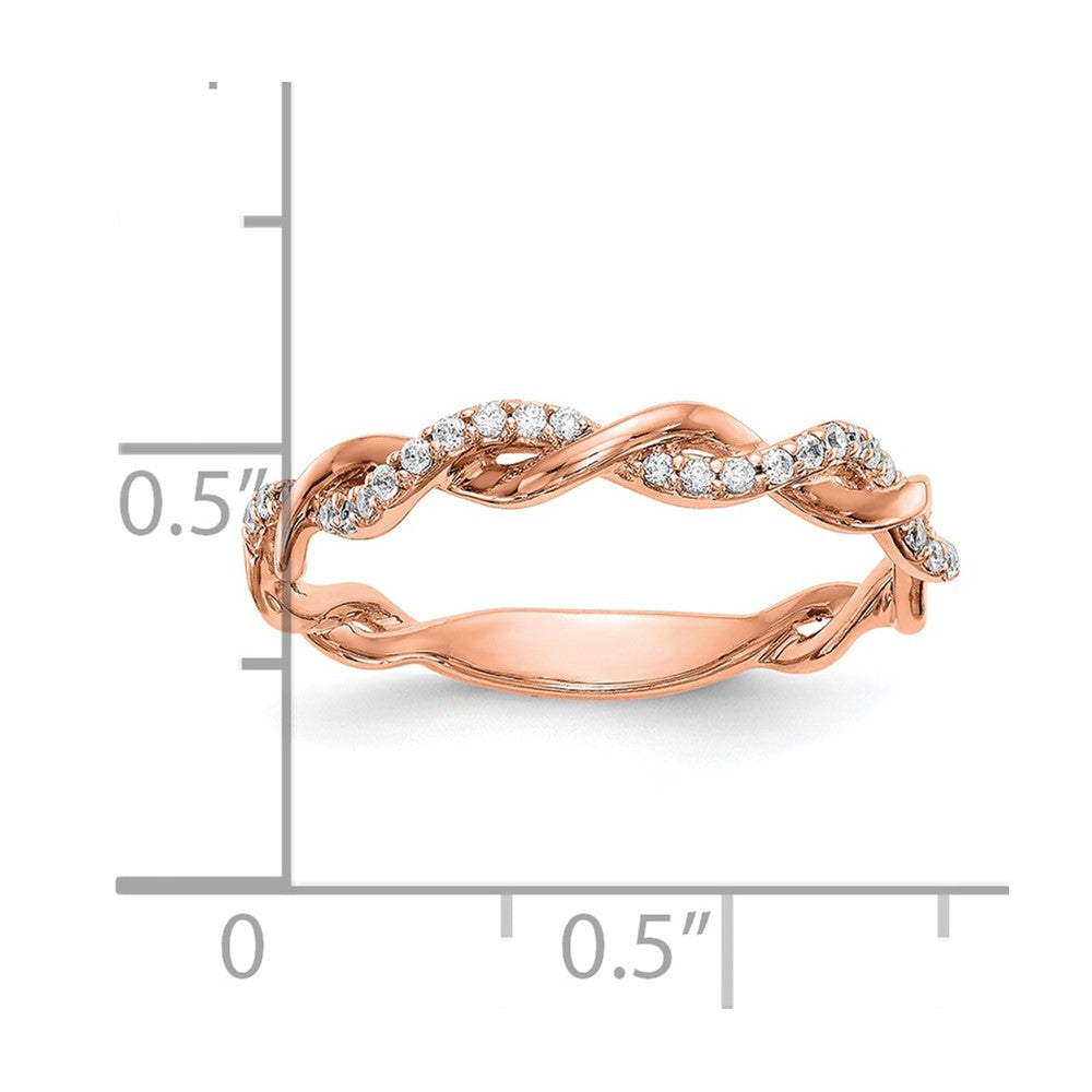 14k Rose Gold 1/8 carat Lab Grown Diamond VS/SI+ G+ Complete Criss Cross Wedding Band