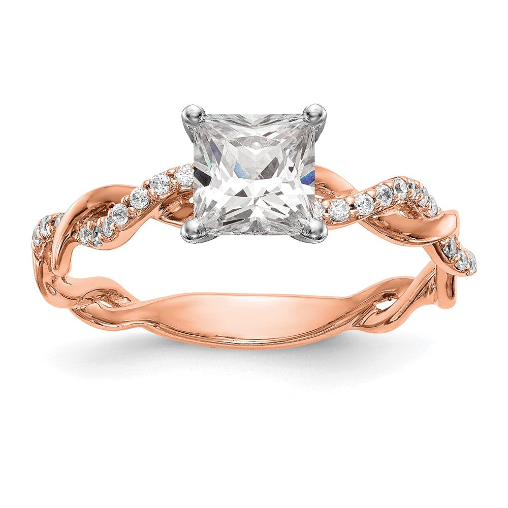 14k Rose Gold Criss-Cross Peg Set 1/10 carat Diamond Semi-mount Engagement Ring