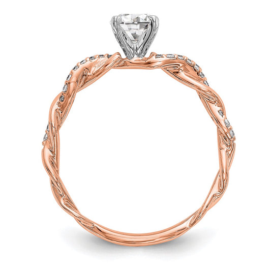 14k Rose Gold Criss-Cross Peg Set 1/10 carat Diamond Semi-mount Engagement Ring
