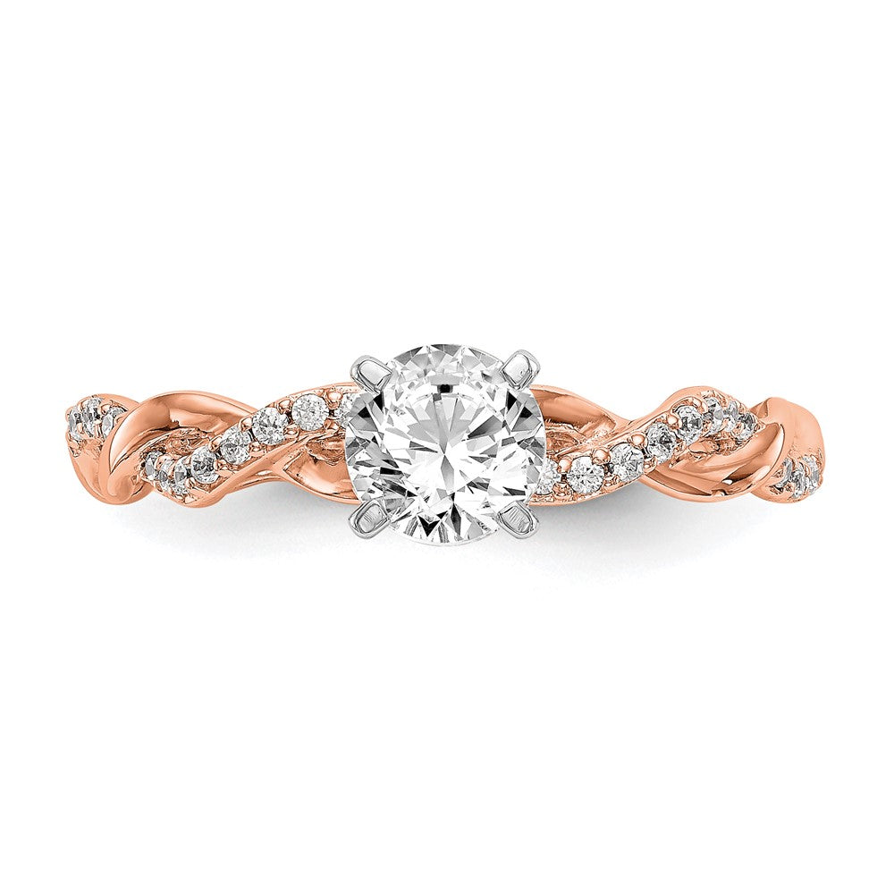 14k Rose Gold 1/10 carat Lab Grown Diamond VS/SI+ G+ Semi Mount Peg Set Criss Cross Engagement Ring
