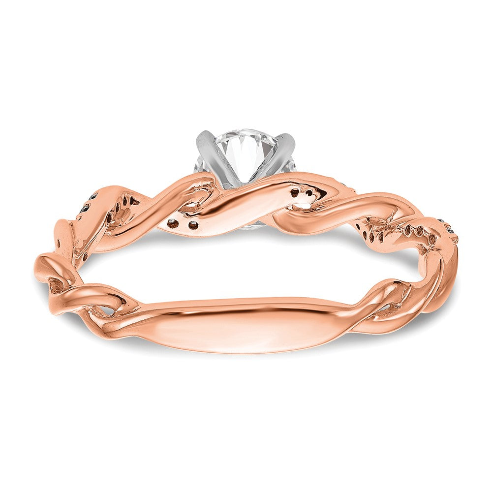 14k Rose Gold 1/10 carat Lab Grown Diamond VS/SI+ G+ Semi Mount Peg Set Criss Cross Engagement Ring