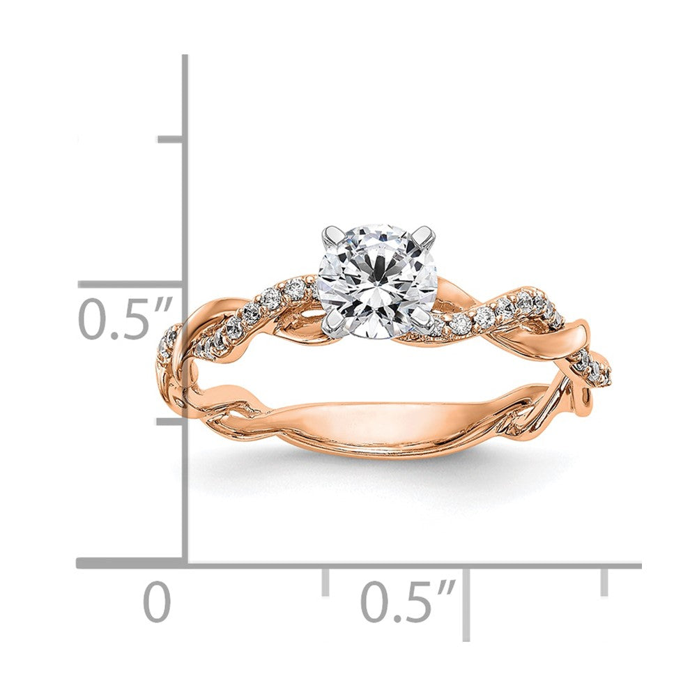 14k Rose Gold 1/10 carat Lab Grown Diamond VS/SI+ G+ Semi Mount Peg Set Criss Cross Engagement Ring