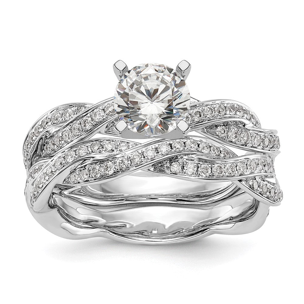 14k White Gold Criss-Cross Peg Set 3/8 carat Diamond Semi-mount Engagement Ring