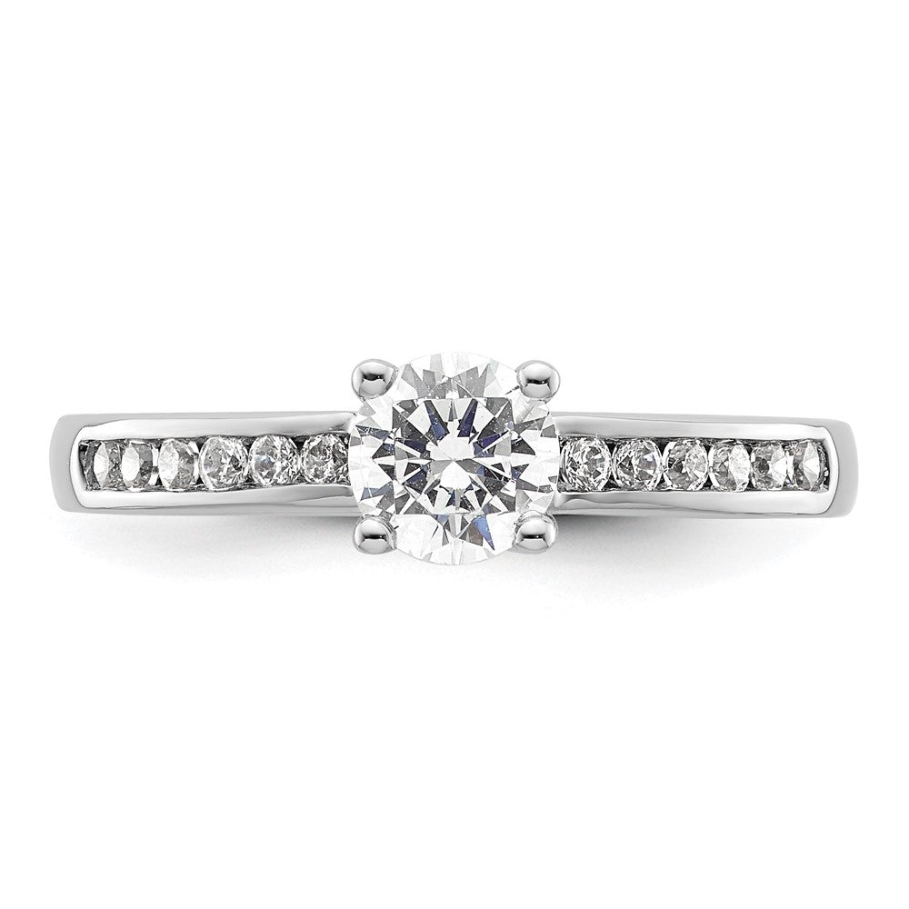 14k White Gold 3/4 carat Lab Grown Diamond VS/SI+ G+ Round Complete Channel Set Shared Prong Engagement Ring