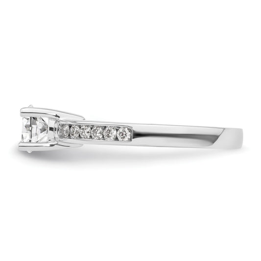 14K White Gold (Holds 3/4 carat (5.8mm) Round Center) 1/4 carat Channel-set Diamond Semi-Mount Engagement Ring