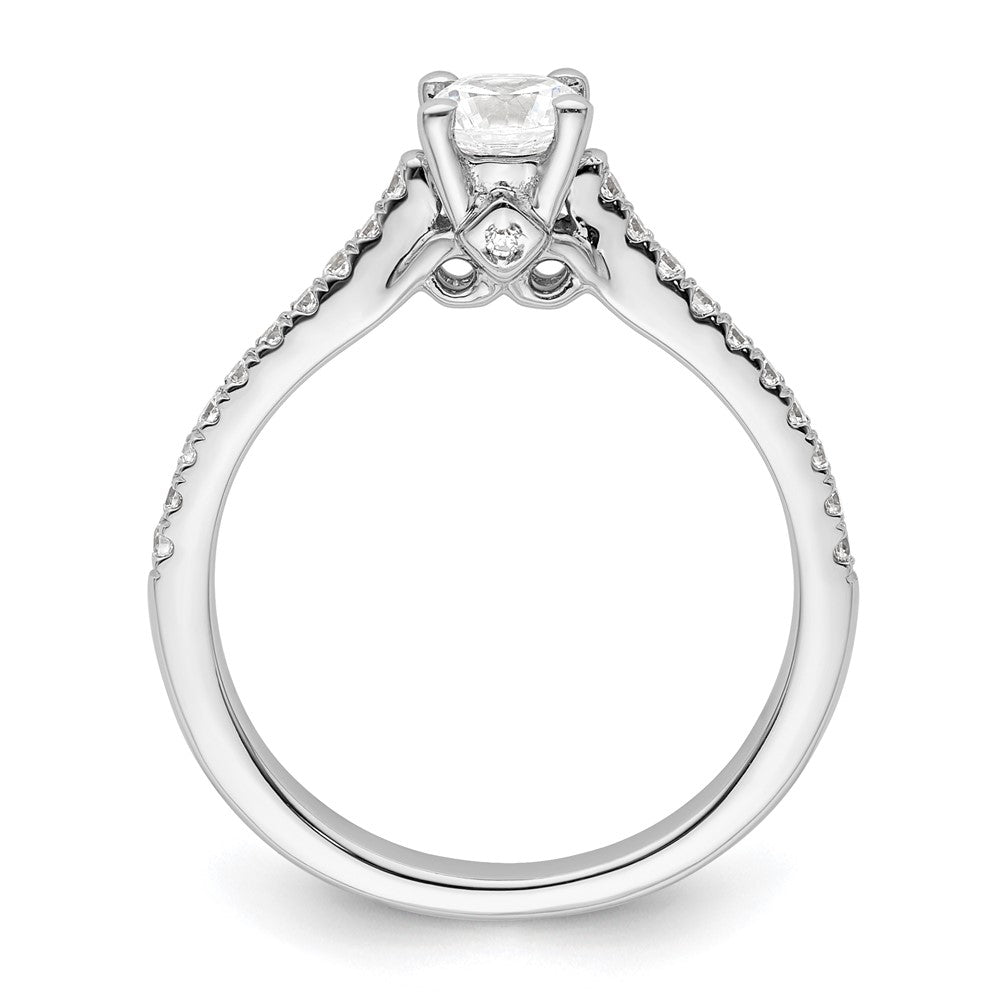 14K White Gold (Holds 1/2 carat (5.2mm) Round Center) 1/5 carat Diamond Semi-Mount Engagement Ring