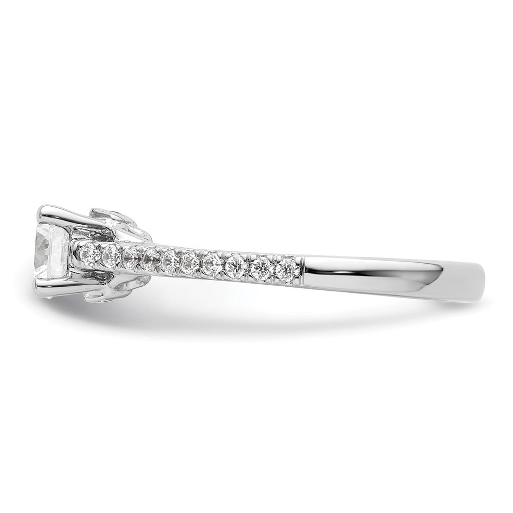 14K White Gold (Holds 1/2 carat (5.2mm) Round Center) 1/5 carat Diamond Semi-Mount Engagement Ring