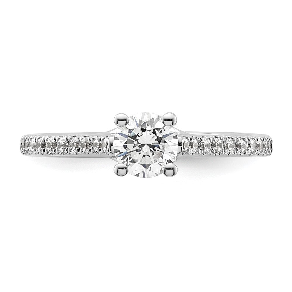 14K White Gold (Holds 1/2 carat (5.2mm) Round Center) 1/5 carat Diamond Semi-Mount Engagement Ring