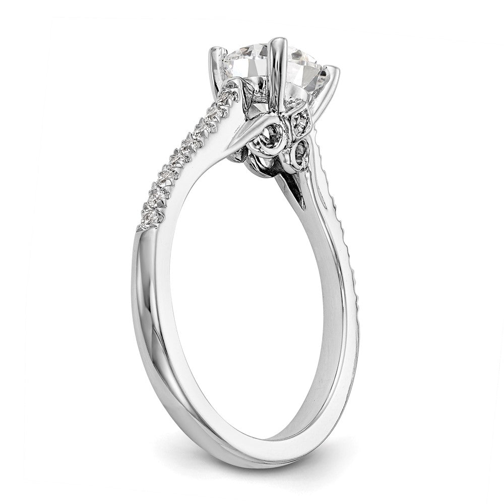 14K White Gold (Holds 1 carat (6.5mm) Round Center) 1/4 carat Diamond Semi-Mount Engagement Ring
