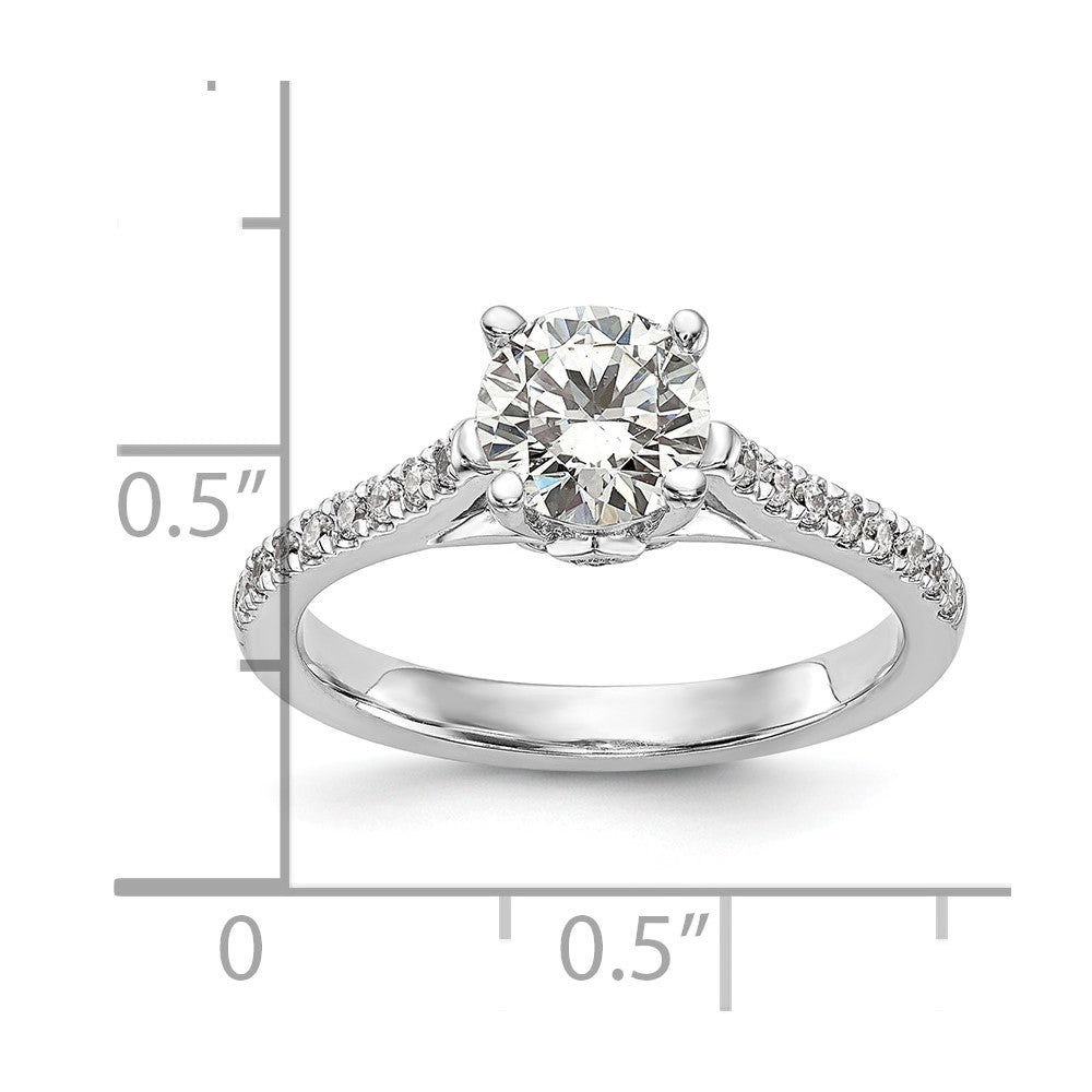 14K White Gold (Holds 1 carat (6.5mm) Round Center) 1/4 carat Diamond Semi-Mount Engagement Ring