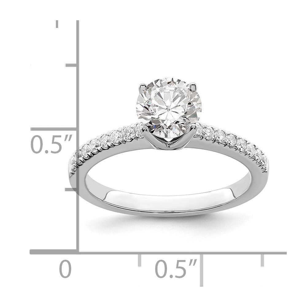 True Origin 14K White Gold 1/5 carat Lab Grown Diamond VS+ F+ Semi-Mount Round Engagement Ring