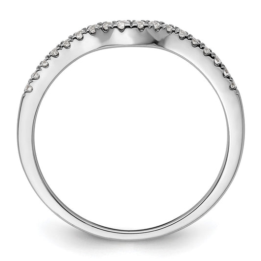 14k White Gold 1/8 carat Diamond Contoured Complete Wedding Band