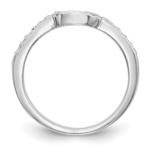 14k White Gold 1/8 carat Diamond Contoured Complete Wedding Band