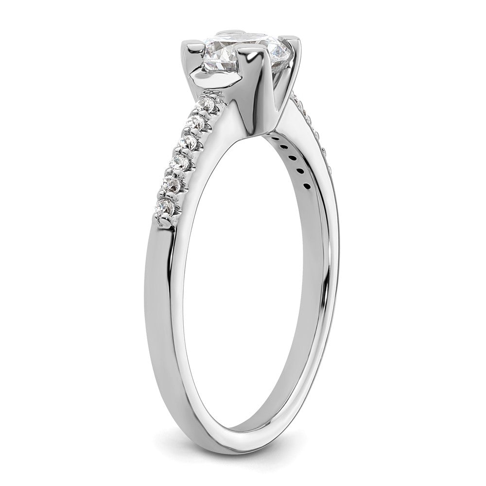 14k White Gold (Holds 3/4 carat (5.80mm) Round Center) 1/10 carat Diamond Semi-Mount Engagement Ring