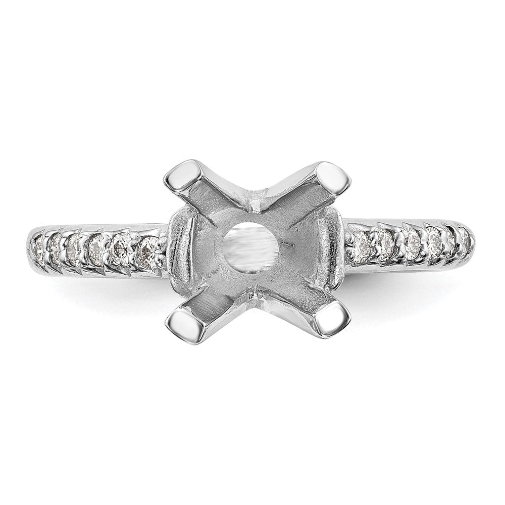 14k White Gold (Holds 2 carat (8.00mm) Round Center) 1/8 carat Diamond Semi-Mount Engagement Ring