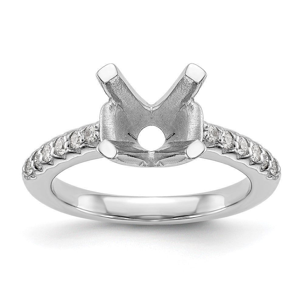 14k White Gold (Holds 2 carat (8.00mm) Round Center) 1/8 carat Diamond Semi-Mount Engagement Ring
