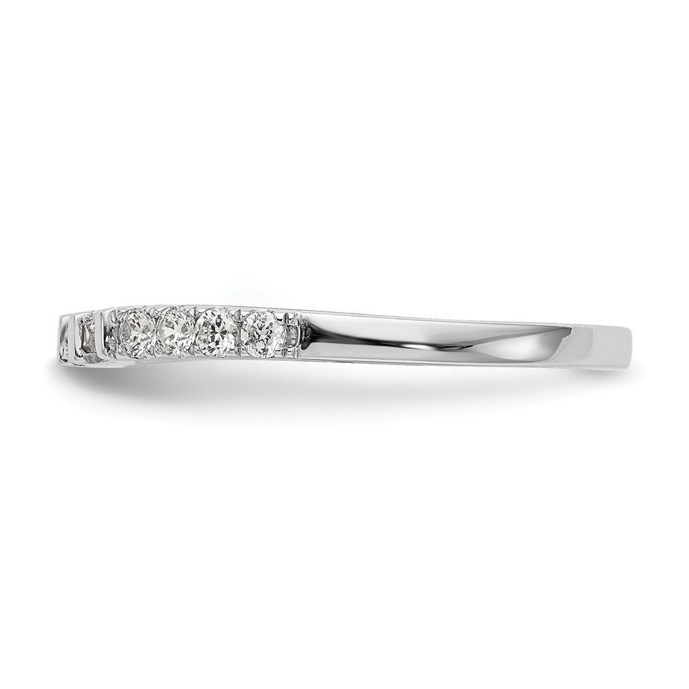 14k White Gold 1/4 carat Round/Baguette Diamond Contoured Complete Wedding Band