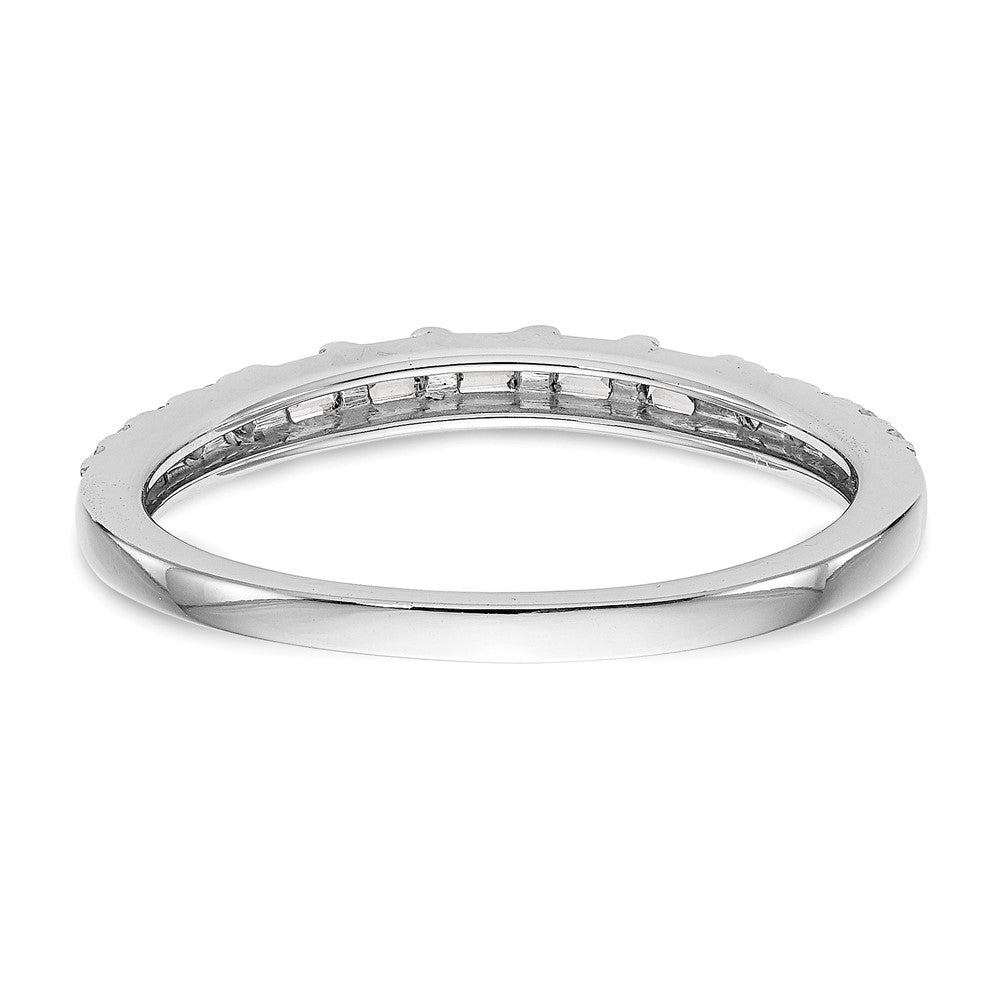 14k White Gold 1/4 carat Round/Baguette Diamond Contoured Complete Wedding Band