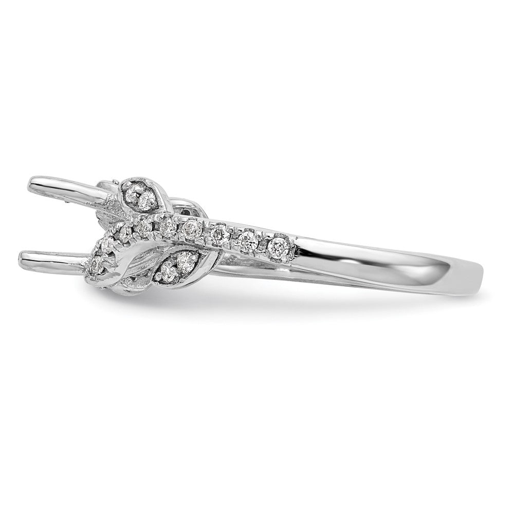 14k White Gold 3/8 carat Lab Grown Diamond VS/SI+ G+ 3/4 carat Center Round Semi Mount Channel Set Shared Prong Engagement Ring