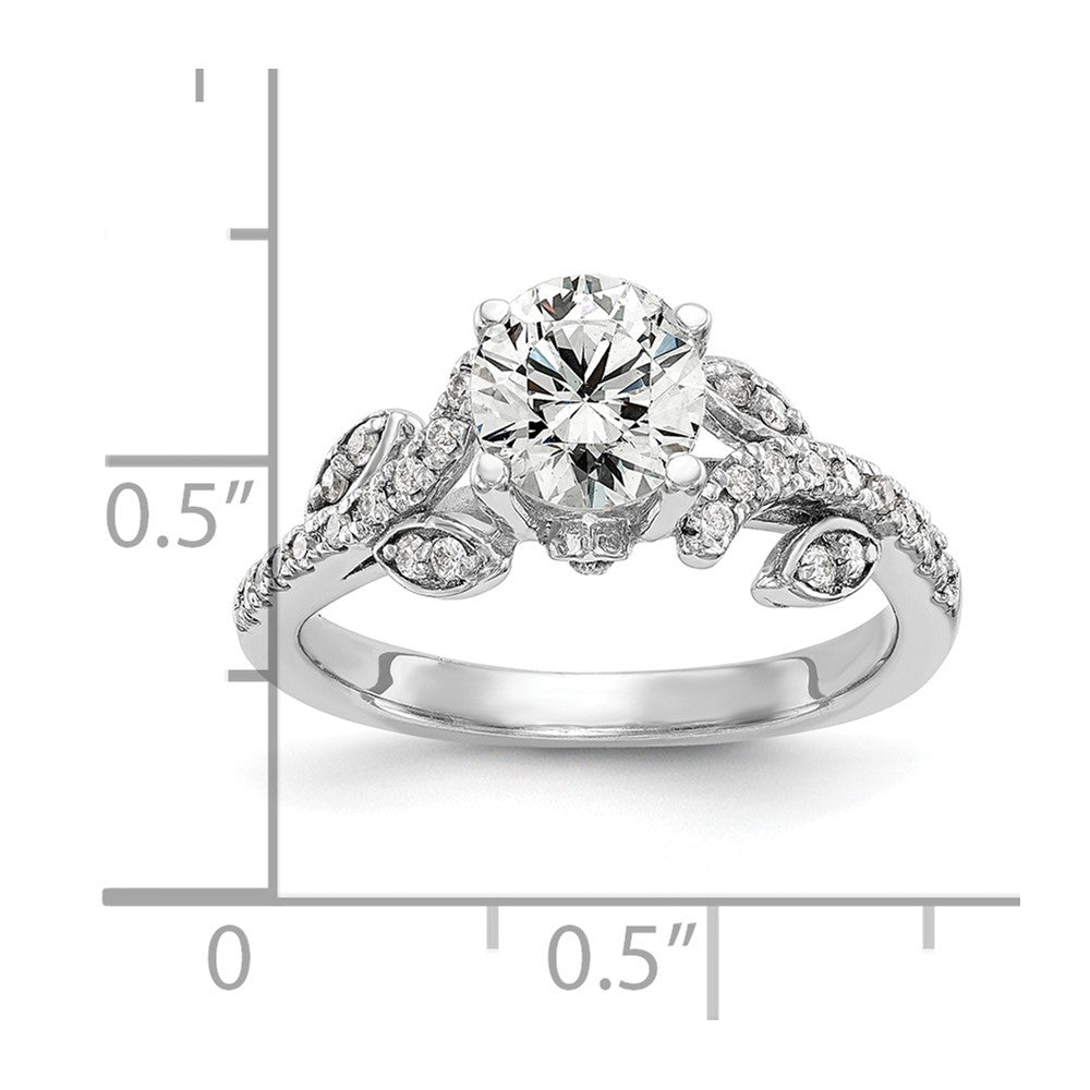14k White Gold 3/8 carat Lab Grown Diamond VS/SI+ G+ 3/4 carat Center Round Semi Mount Channel Set Shared Prong Engagement Ring