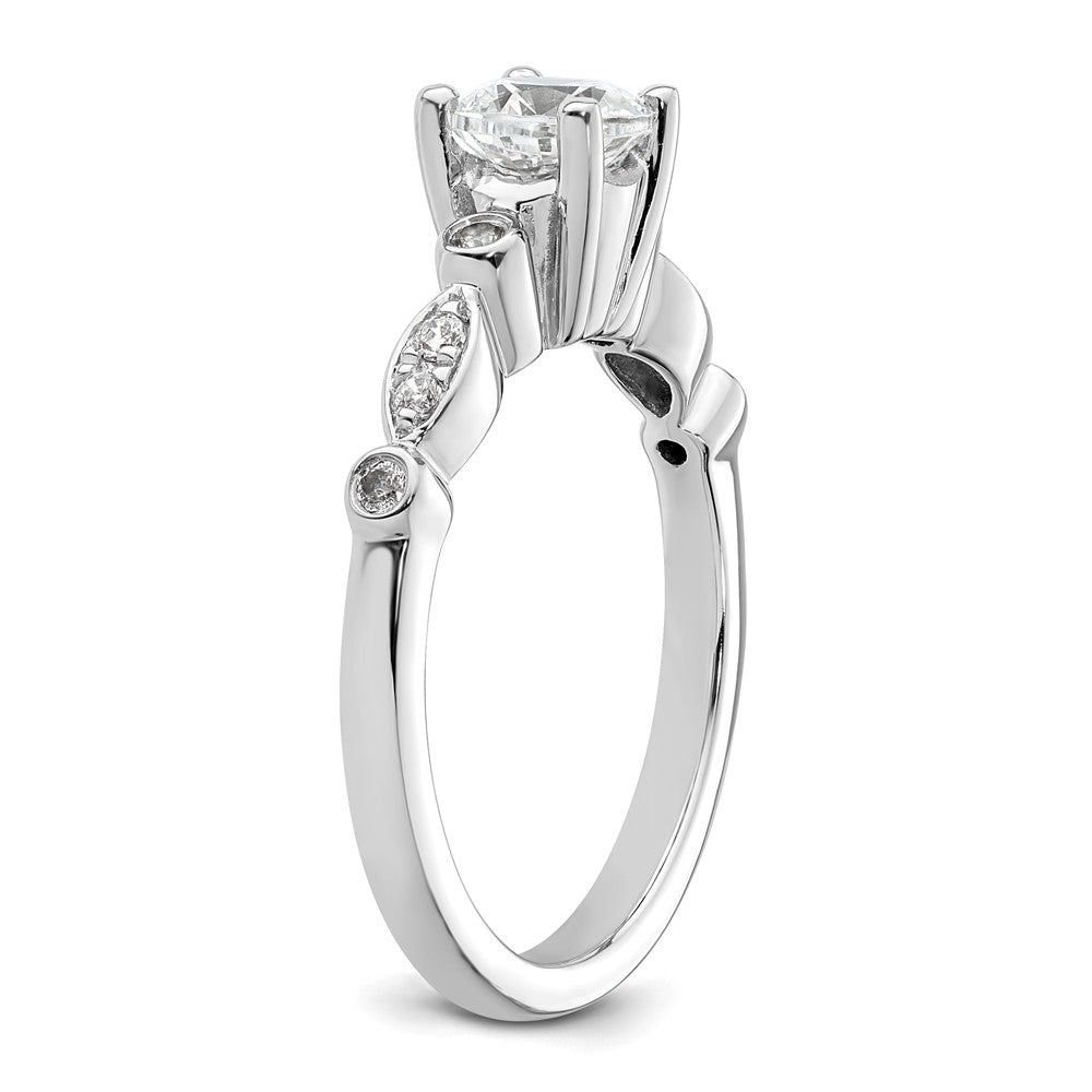14K White Gold (Holds 3/4 carat (5.8mm) Round Center) 1/8 carat Diamond Semi-Mount Engagement Ring