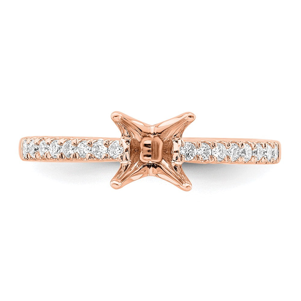 True Origin 14K Rose Gold 1/6 carat Lab Grown Diamond VS+ F+ Semi-Mount Princess Engagement Ring