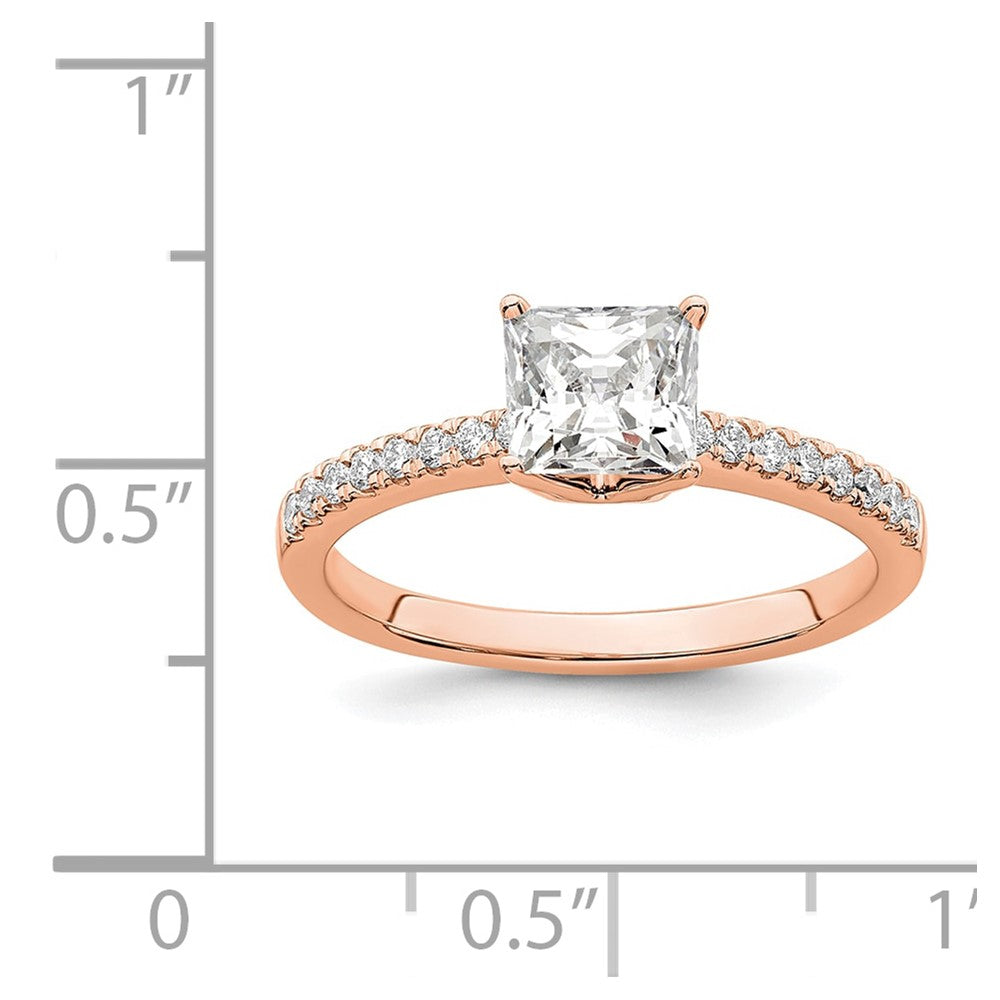 True Origin 14K Rose Gold 1/6 carat Lab Grown Diamond VS+ F+ Semi-Mount Princess Engagement Ring