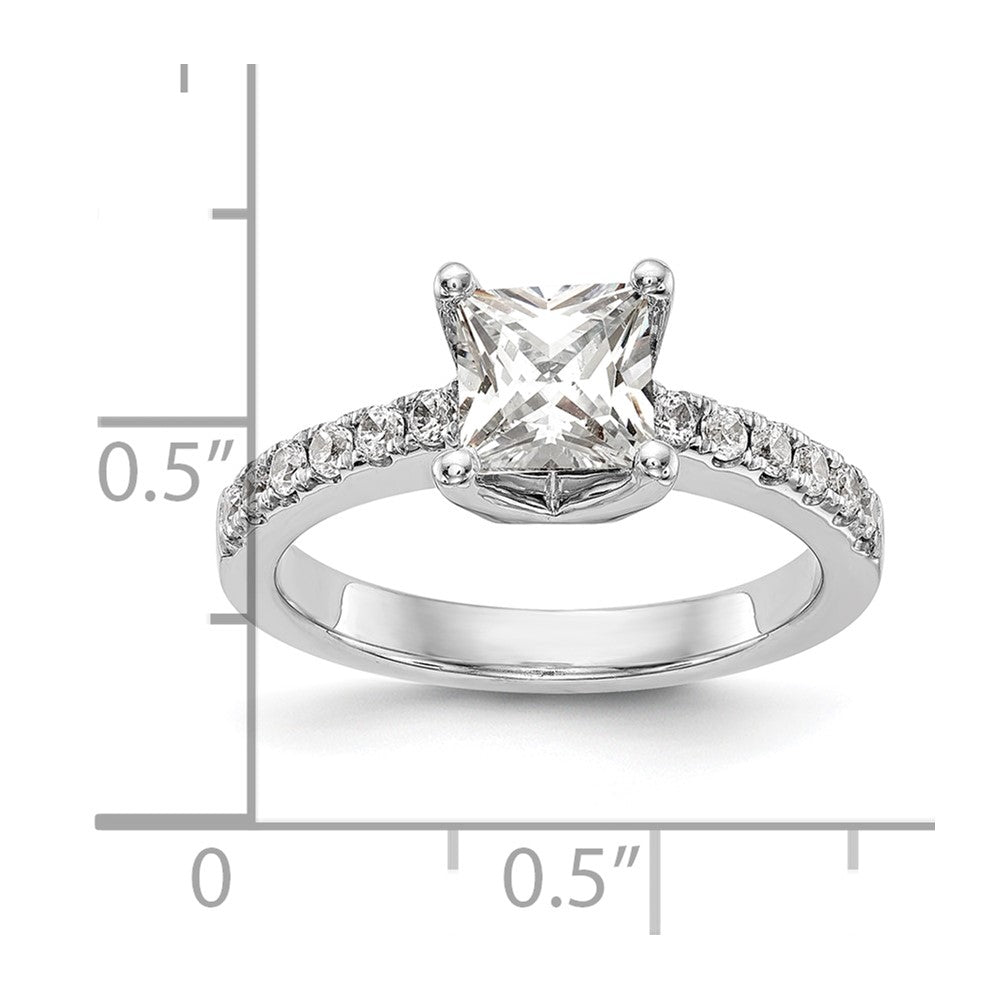 14k White Gold 1/5 carat Lab Grown Diamond VS/SI+ G+ Princess 1 carat center Semi Mount Engagement Ring