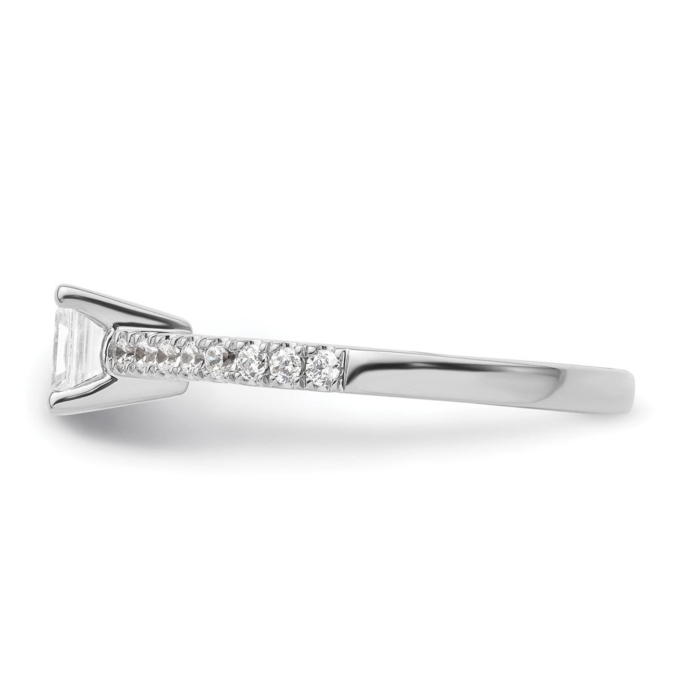 True Origin 14K White Gold 1/5 carat Lab Grown Diamond VS+ F+ Semi-Mount Emerald Engagement Ring
