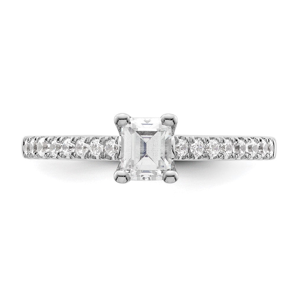 True Origin 14K White Gold 1/5 carat Lab Grown Diamond VS+ F+ Semi-Mount Emerald Engagement Ring