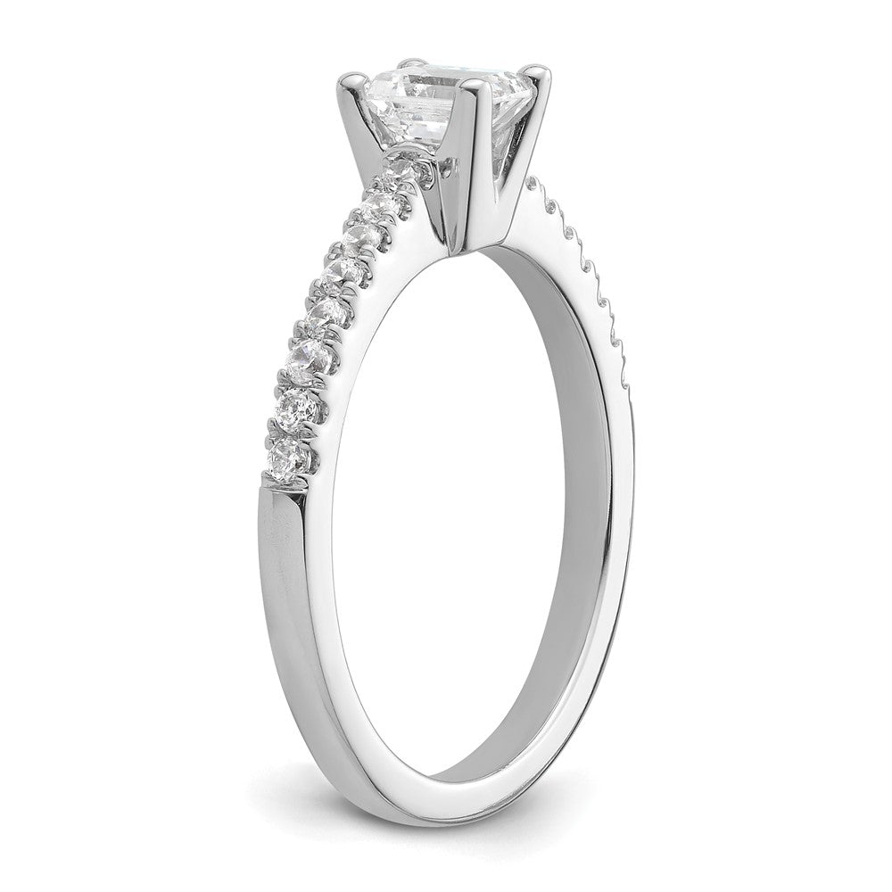 True Origin 14K White Gold 1/5 carat Lab Grown Diamond VS+ F+ Semi-Mount Emerald Engagement Ring
