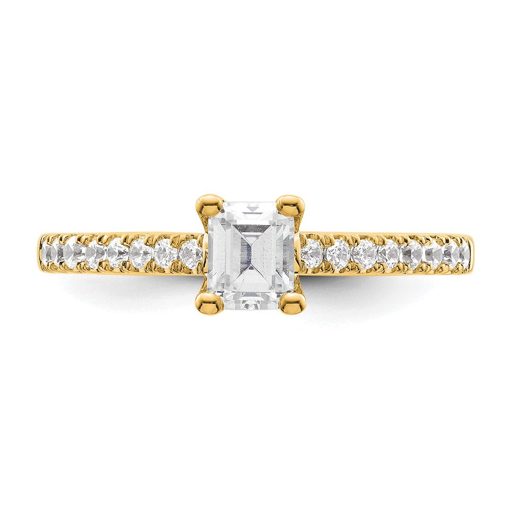 True Origin 14K Yellow Gold 1/5 carat Lab Grown Diamond VS+ F+ Semi-Mount Emerald Engagement Ring