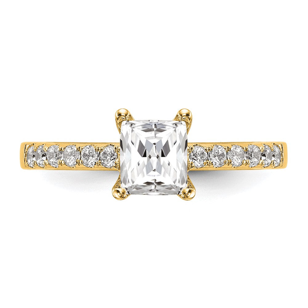 True Origin 14K Yellow Gold 1/3 carat Lab Grown Diamond VS+ F+ Semi-Mount Emerald Engagement Ring