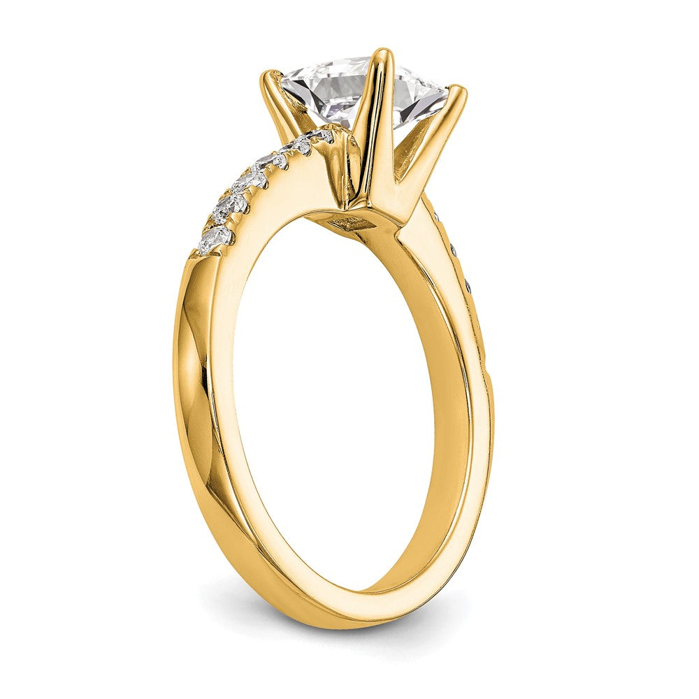 True Origin 14K Yellow Gold 1/3 carat Lab Grown Diamond VS+ F+ Semi-Mount Emerald Engagement Ring