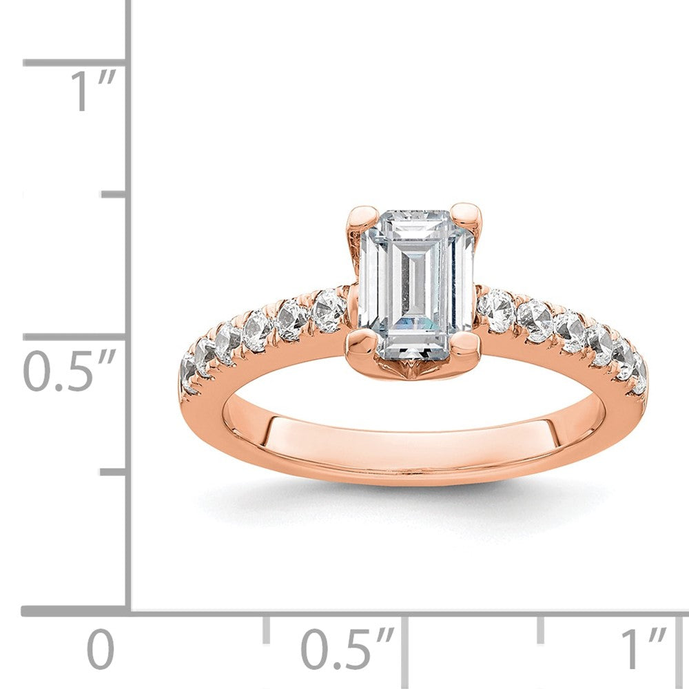 True Origin 14K Rose Gold 3/8 carat Lab Grown Diamond VS+ F+ Semi-Mount Emerald Engagement Ring