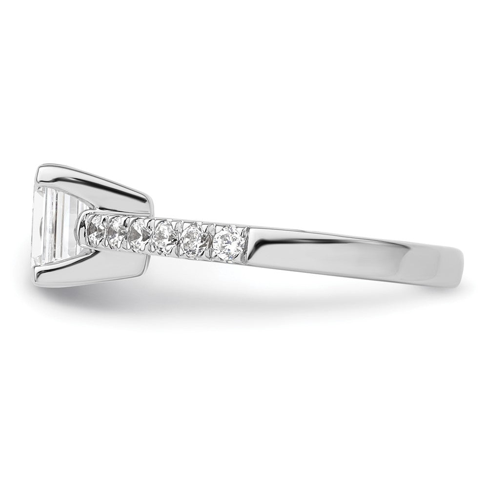 True Origin 14K White Gold 3/8 carat Lab Grown Diamond VS+ F+ Semi-Mount Emerald Engagement Ring