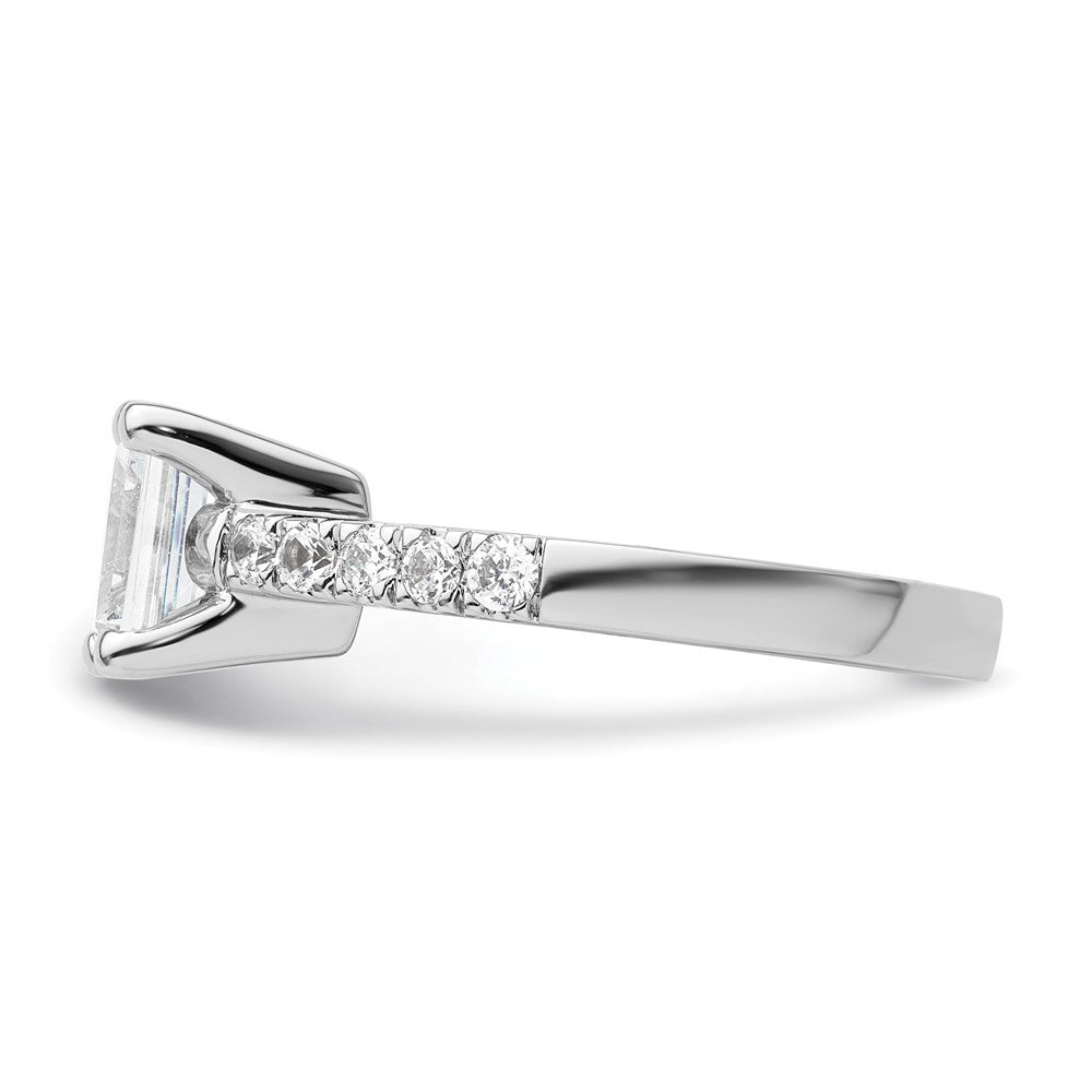 True Origin 14K White Gold 3/8 carat Lab Grown Diamond VS+ F+ Semi-Mount Emerald Engagement Ring