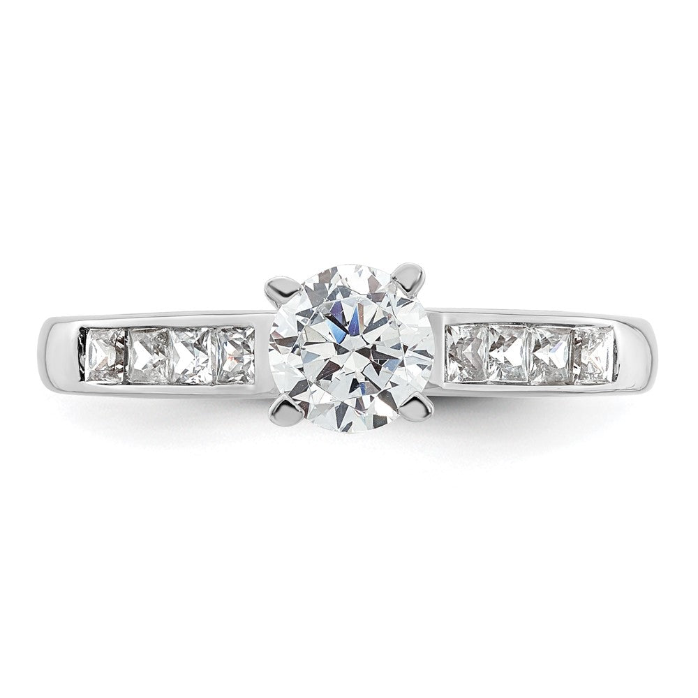 14K White Gold Peg Set 3/8 carat Channel-set Princess Diamond Semi-mount Engagement Ring