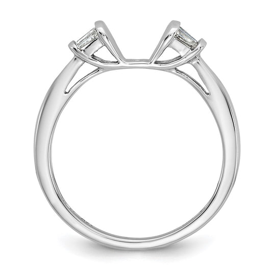 14K White Gold Peg Set 1/5 carat Baguette Diamond Semi-mount Engagement Ring