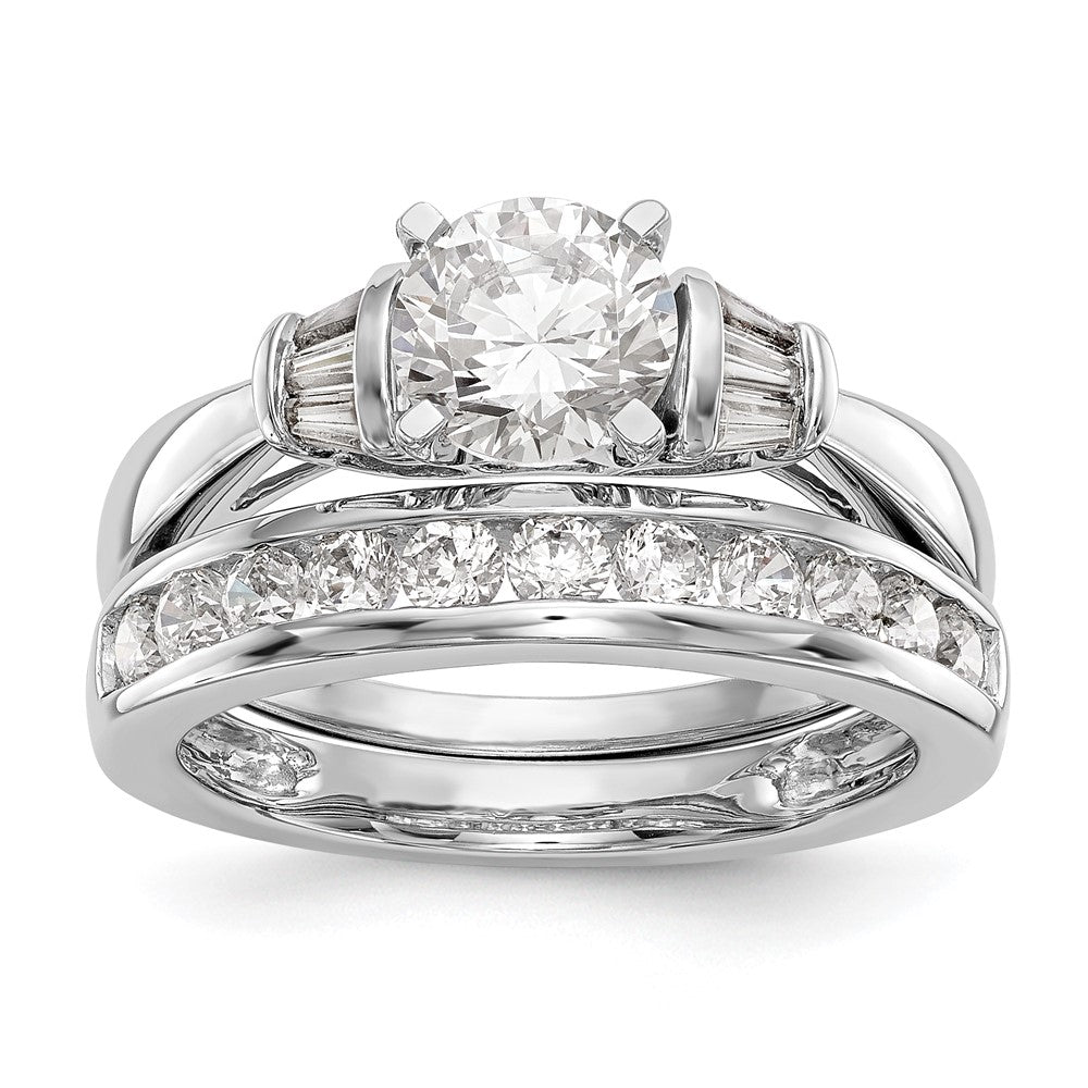 14K White Gold Peg Set 1/5 carat Baguette Diamond Semi-mount Engagement Ring