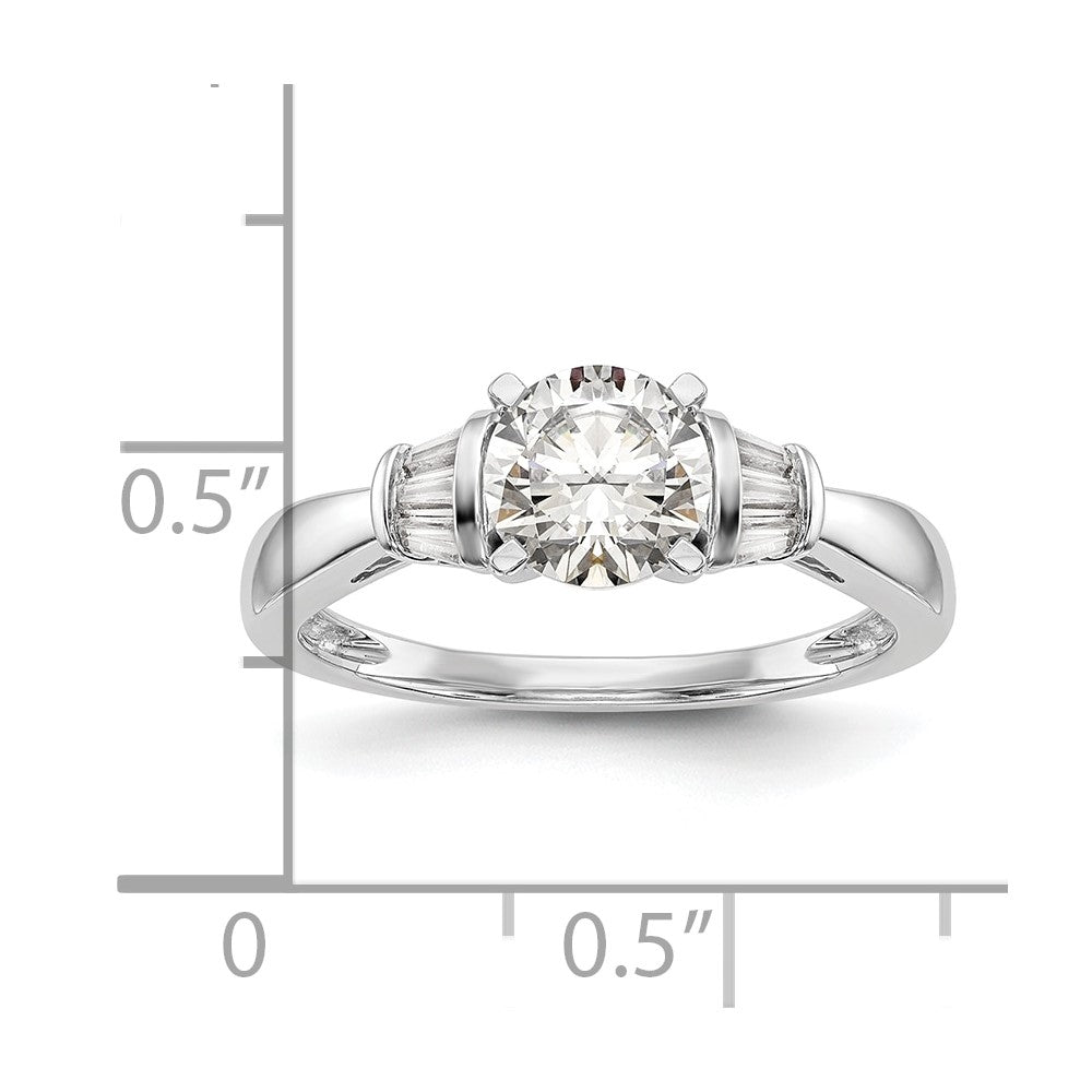 14K White Gold Peg Set 1/5 carat Baguette Diamond Semi-mount Engagement Ring