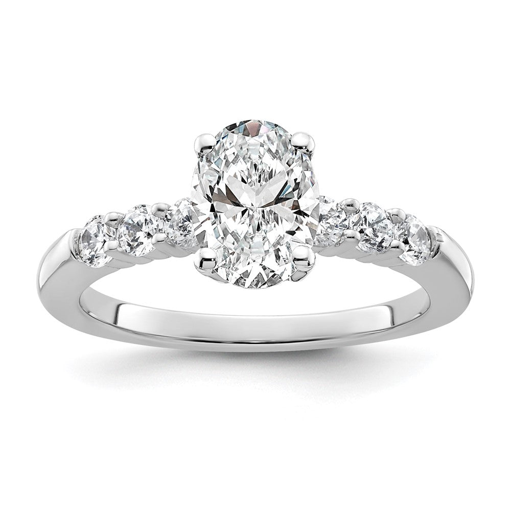 14K White Gold Peg Set 3/8 carat Diamond Semi-mount Engagement Ring