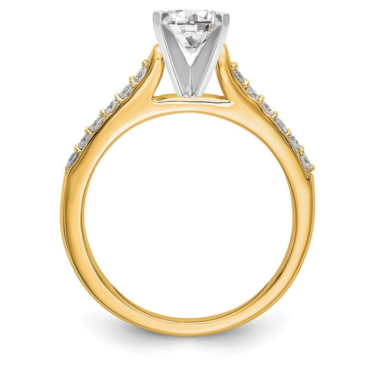 14k Two Tone 1/4 carat Lab Grown Diamond VS/SI+ G+ Semi Mount Peg Set Engagement Ring