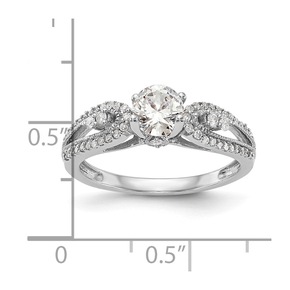 14K White Gold Peg Set 1/4 carat Diamond Semi-mount Engagement Ring