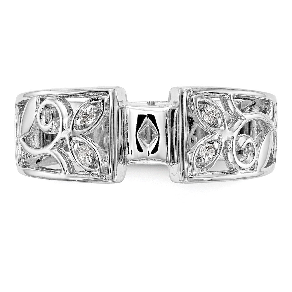 14K White Gold Leaf Design Peg Set 1/20 carat Diamond Semi-mount Engagement Ring