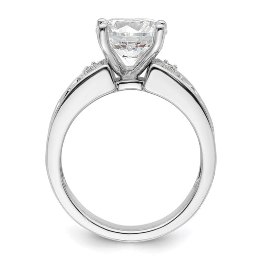 14K White Gold Leaf Design Peg Set 1/20 carat Diamond Semi-mount Engagement Ring