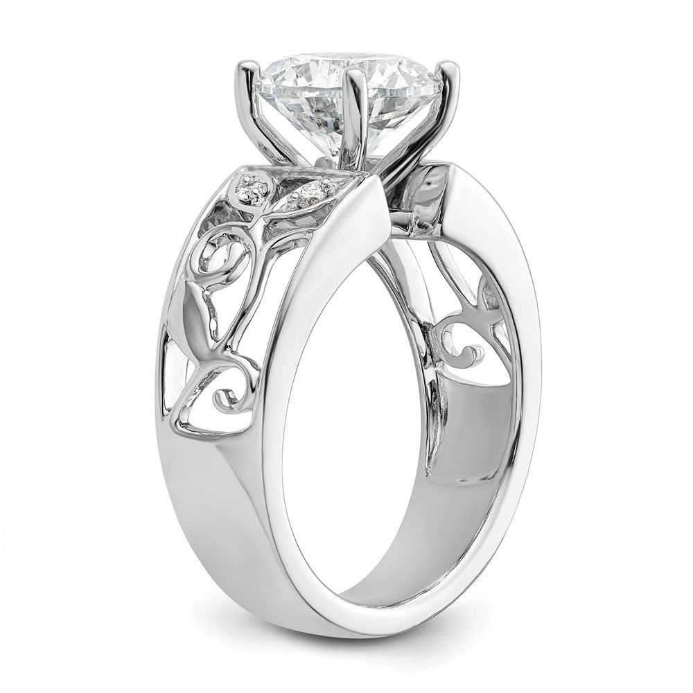 14K White Gold Leaf Design Peg Set 1/20 carat Diamond Semi-mount Engagement Ring