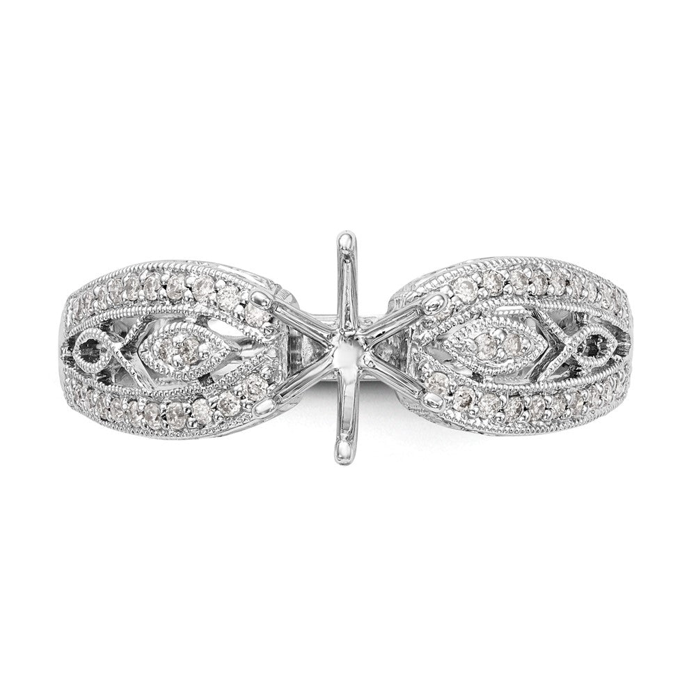 14K White Gold Vintage Peg Set 1/5 carat Diamond Semi-mount Engagement Ring